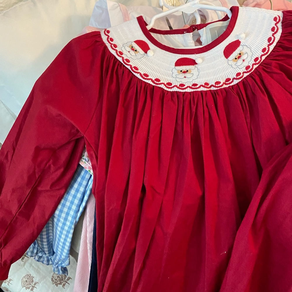 Santa smocked Bishop Dress